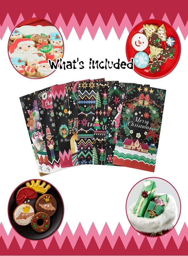 qiqee Christmas Treat Paper Bags Black Mini Xmas Party Candy Goodie Snack Bags (32Pcs Stickers 5"x3"x9.5") - Image 3